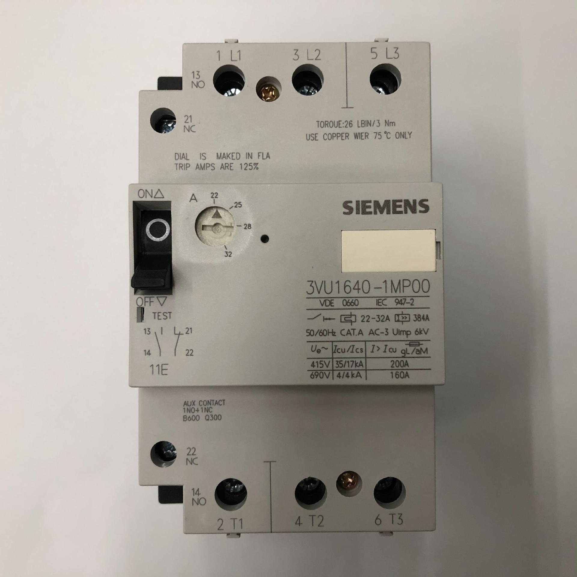 原装正品3VU1640-1MP00 22-32A西门子电动机保护用空气开关断路器
