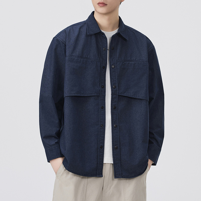 2025 New Autumn Japanese Retro Workwear Men's Shirt with Three-Dimensional Tailoring Design, Loose Casual American Style Trendy