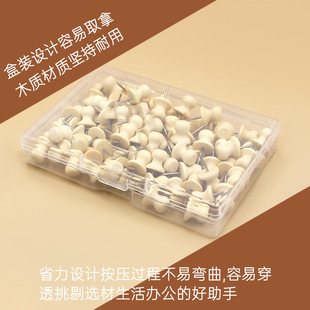 Supply of 80 Pieces of Boxed Original Wooden I-Shaped Nails, Thumbtacks, Cork Board Photo Wall Push Pins, Felt Board Thumbtacks