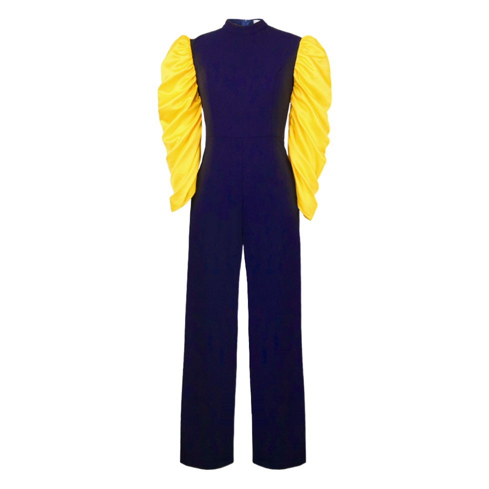Commuter cómodo SLIM-Fit mono transpirable nuevo nicho encogimiento de hombros plisado manga lugar de trabajo ropa de mujer vestido de mujer