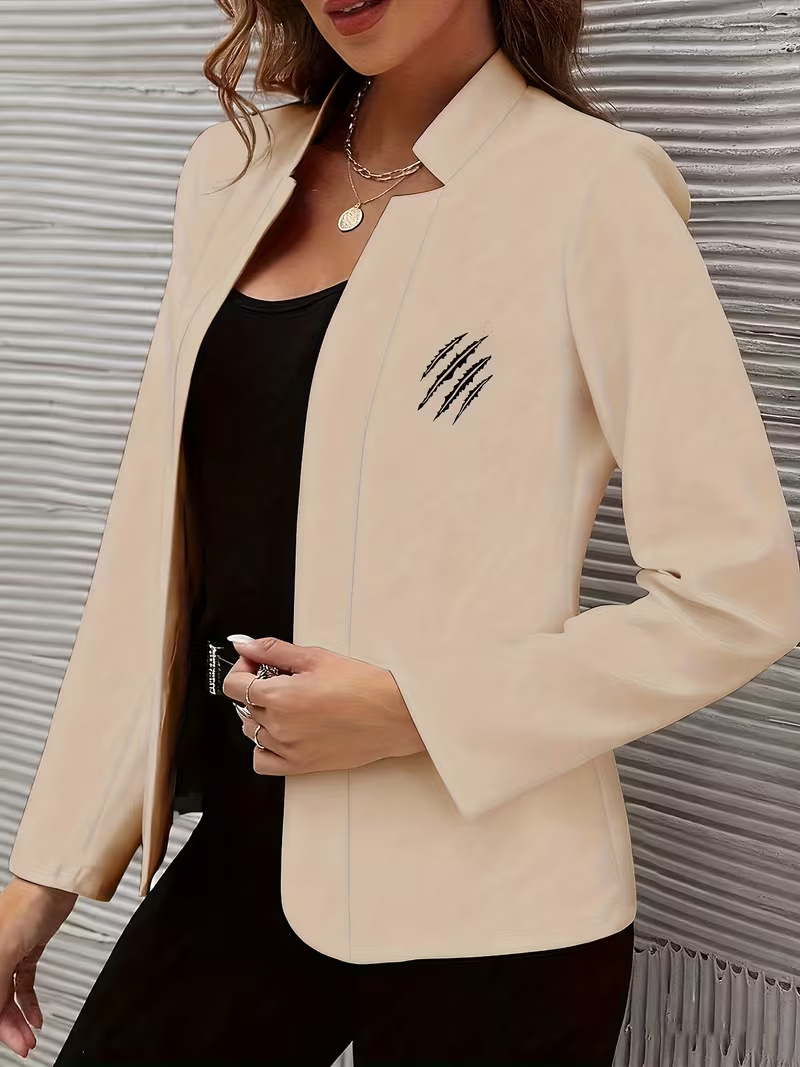 Women's Slim Fit Long Sleeve Cardigan Blazer European American Style Casual Autumn Fashion Print Coat 9001_ecoleips.com