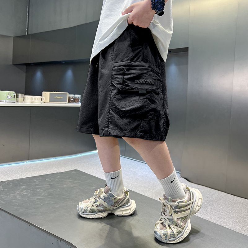 Boys' Summer Thin Cargo Shorts Korean Style Casual Quick-Dry Mid-Length Pants for Children