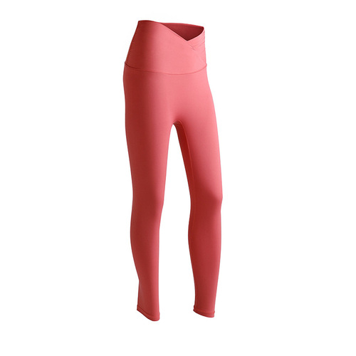 Yoga pants, fitness nude feel, light weight, European and American high-end high-waisted butt-lifting peach-butt sports running tights for women