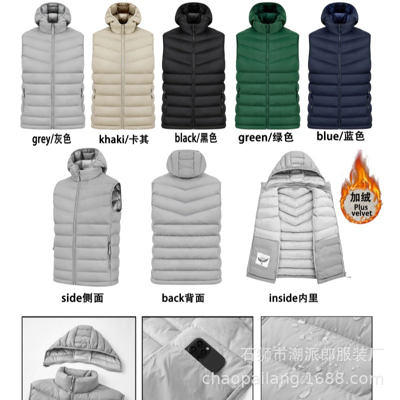 Chaleco de invierno comercio exterior para hombres costillas de algodón chaleco de lana grueso chaqueta de color grande abrazadera de caballo transfronteriza