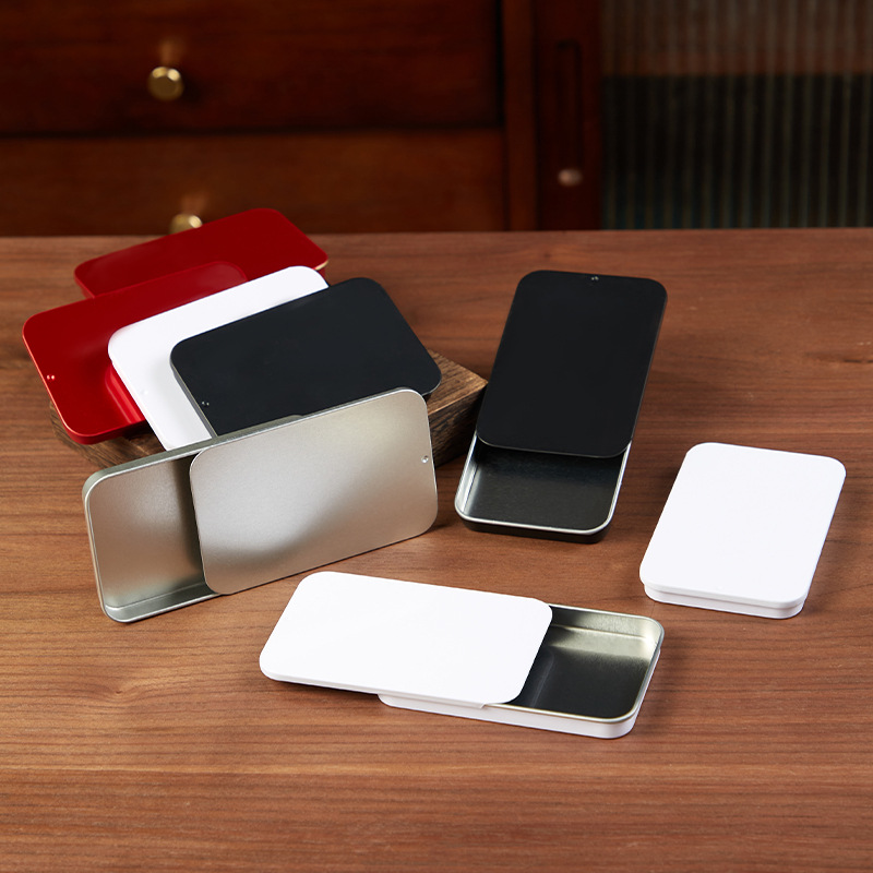 滑盖盒新式徽章首饰盒口袋便携推拉小铁盒牙线糖果食品药丸储物盒