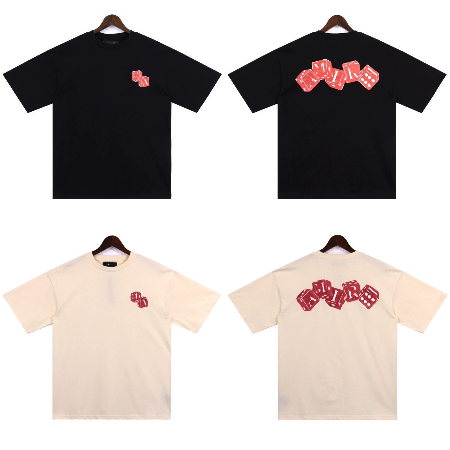 25SS Весенний новый стиль буквы amri персонализированные игральные кости с логотипом с круглым вырезом футболки для мужчин и женщин повседневные короткие рукава