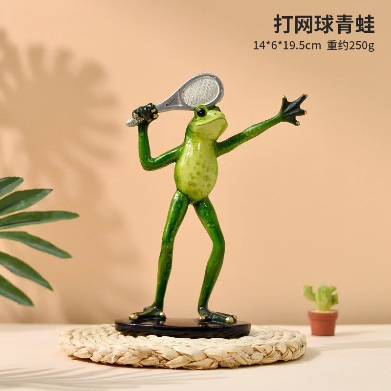 Zibo vidrio de yoga red resina de rana roja artesanía decoración para el hogar regales divertidos puntos escénicos al por mayor