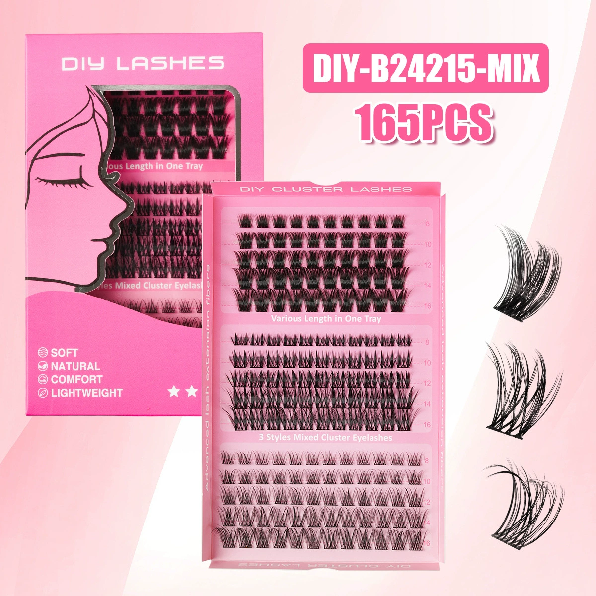 False Eyelash DIY Book, 640 pcs Clusters, 10D–40D Volume, Gift Box Kit