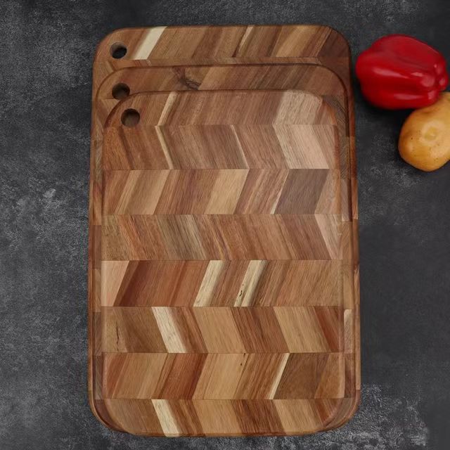 Tablero de corte de madera de acacia importada transfronteriza de Amazon Hogar Tablero de corte de grano de Espina de madera maciza engrosada tabla de corte de fruta de madera maciza