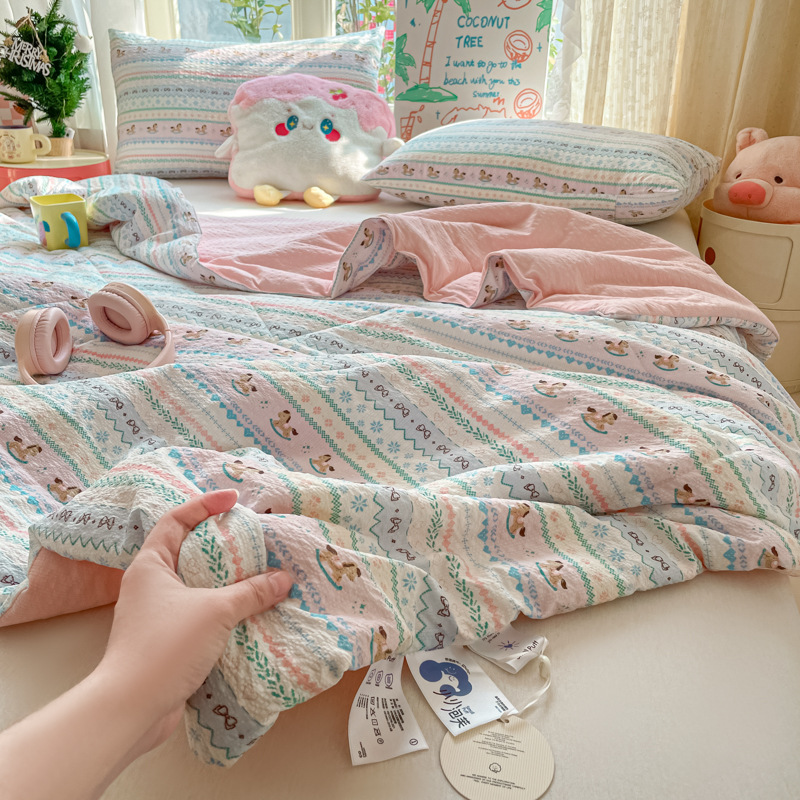 Madre y bebé clase A edredón de verano de algodón puro de verano lavable con máquina aire acondicionado edredón dormido desnudo edredón delgado dormitorio de estudiantes núcleo de edredón de verano