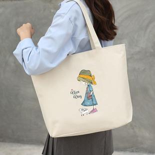 Canvas bag women's new style one-shoulder handbag student tote bag one piece drop shipping large capacity hand-held canvas bag wholesale