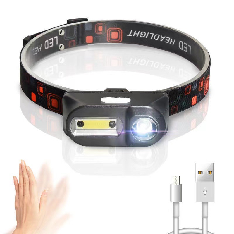Faro de inducción de luz fuerte recargable montado en la cabeza súper brillante de largo alcance hogar lámpara de pesca al aire libre lámpara de minero linterna impermeable