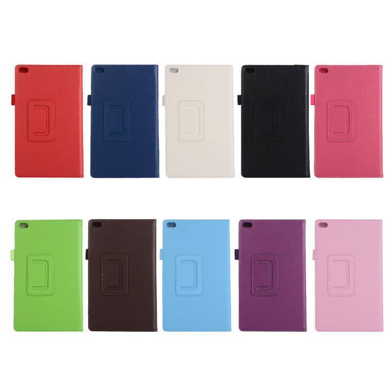 For Lenovo tab4 8plus flat cover 8504 litchi pattern 8704 two-fold bracket 7504F protective case