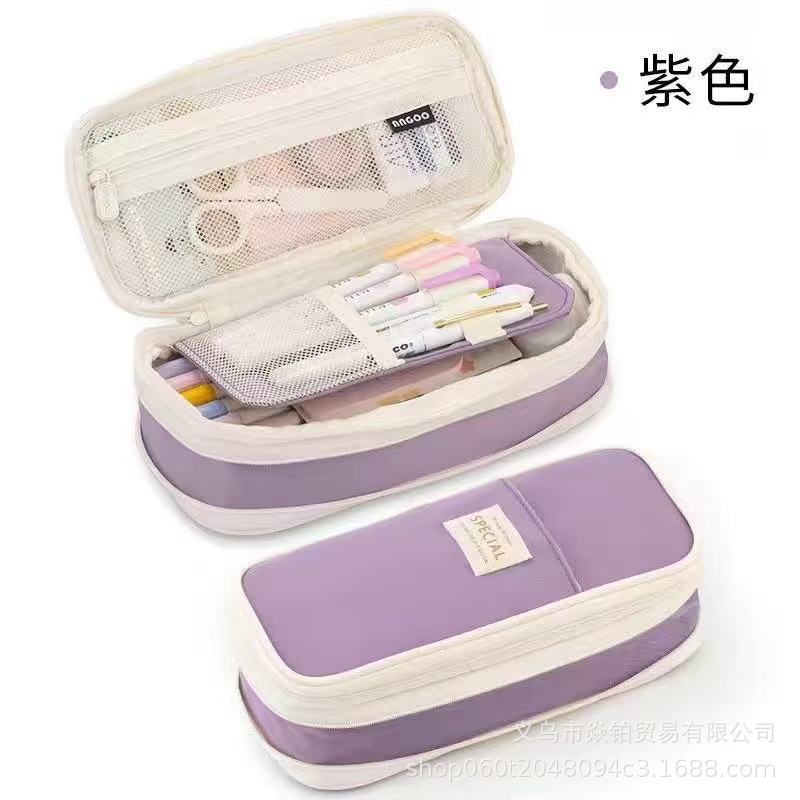 Estuche para lápices japonés de gran capacidad de alto valor Bolso de papelería de lona simple coreano para estudiantes de secundaria para niños y niñas Estuche para lápices lindo