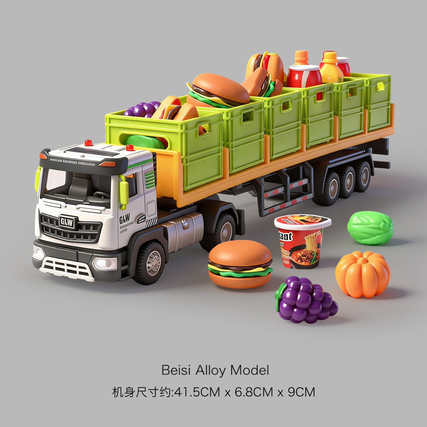 Large Alloy Transporter Toy Kidsren's Artificial Trailer Model Container Truck Car Boy's Children's Day Gift