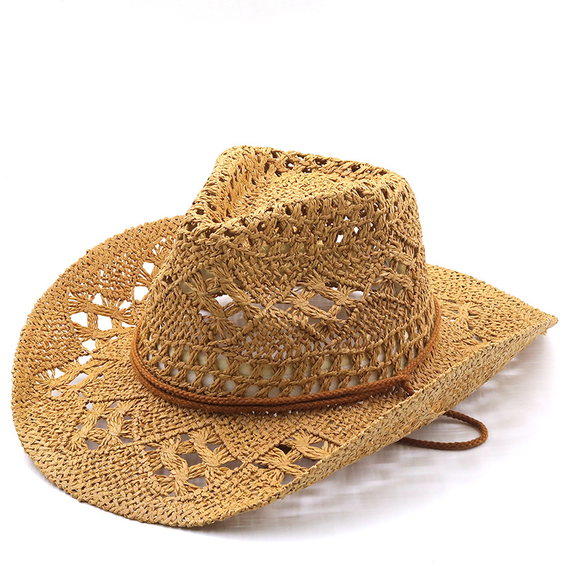 Chapeau De Paille Tissé À La Main De Cow-boy De Crème Solaire De Mode display picture 4