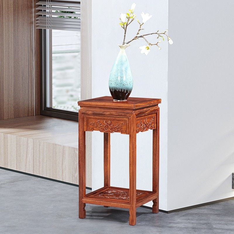 w!Solid wood flower stand Chinese style multi-layer mahogany rosewood chicken wing wood living room single Chinese style flower stand bonsai stand plant