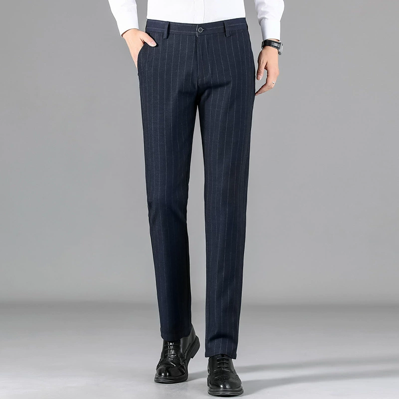 2024 новые бархатные полоски бизнес повседневные брюки для мужчин модные стройные прямые брюки