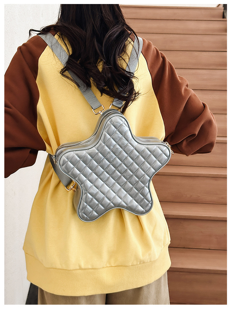 2025 New style fashionable star Backpack, diamond-shaped PVC jelly bag, fresh and sweet campus ladies' backpack undefined
