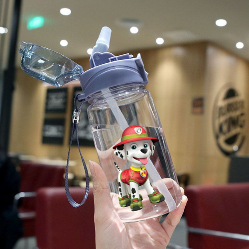 Cute Paw Patrol Kids' Straw Cup, Plastic Bottle, Student-Grade Space Mug—Wholesale, Portable Outdoor Sports Sippy Cup
