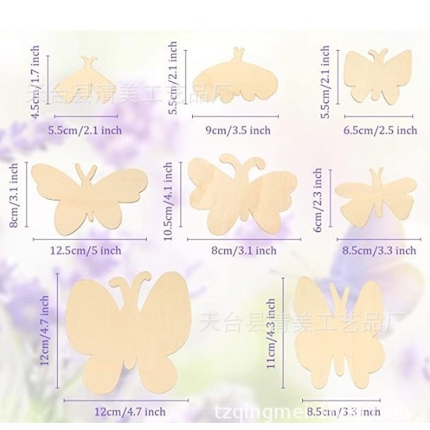 Corte láser, bricolaje hecho a mano, pequeñas piezas de madera, adornos pintados, embrión blanco de madera, mariposas, juguetes de graffiti para niños al por mayor