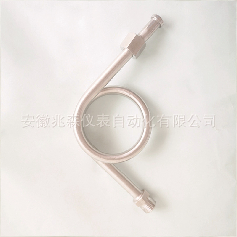 不锈钢90度冷凝圈直角式压力表冷凝管L型焊接式表弯M20*1.51/2NPT