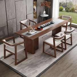新中式实木餐椅轻奢茶椅主人椅现代家用餐桌茶台椅子实木靠背扶手