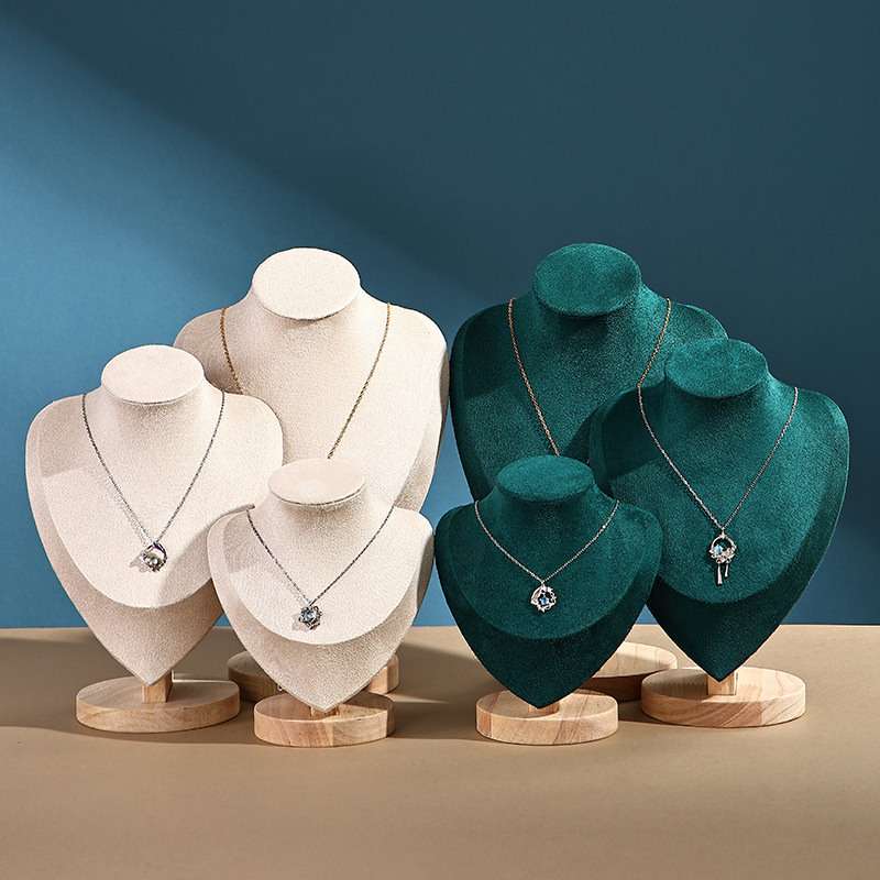 Modelo de madera maciza estante de retrato de joyería accesorios de joyería collar estante de exhibición de joyería estante de exhibición de joyería de cuello