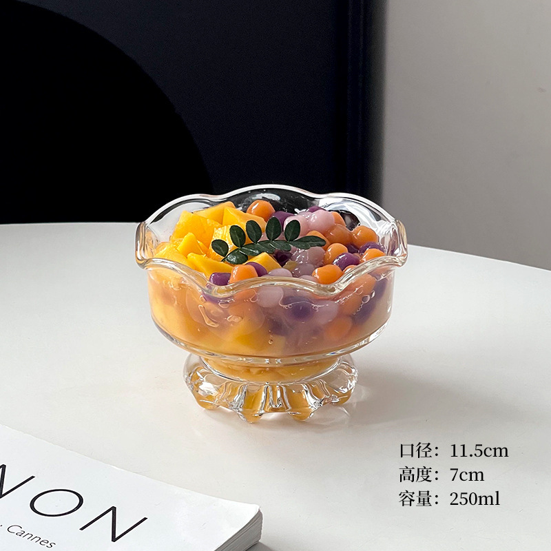 ins简约玻璃甜品碗酸奶杯高脚雪糕碗杯冰淇淋杯子冰激凌杯酸奶杯|undefined