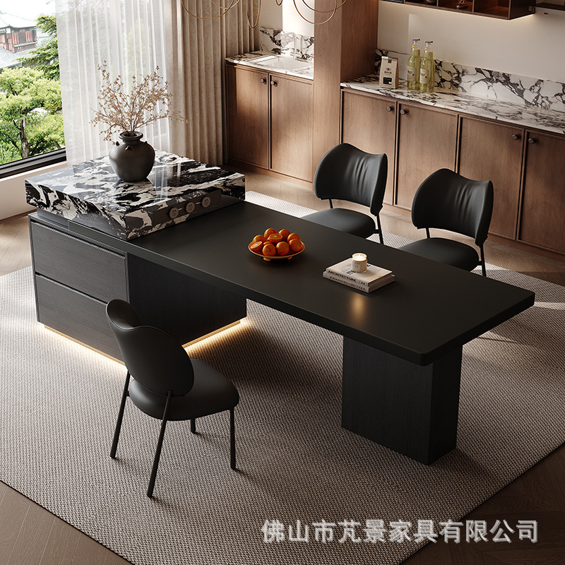 意式极简岛台餐桌一体家用可伸缩厨房岛台小户型新款岩板高级导台|undefined