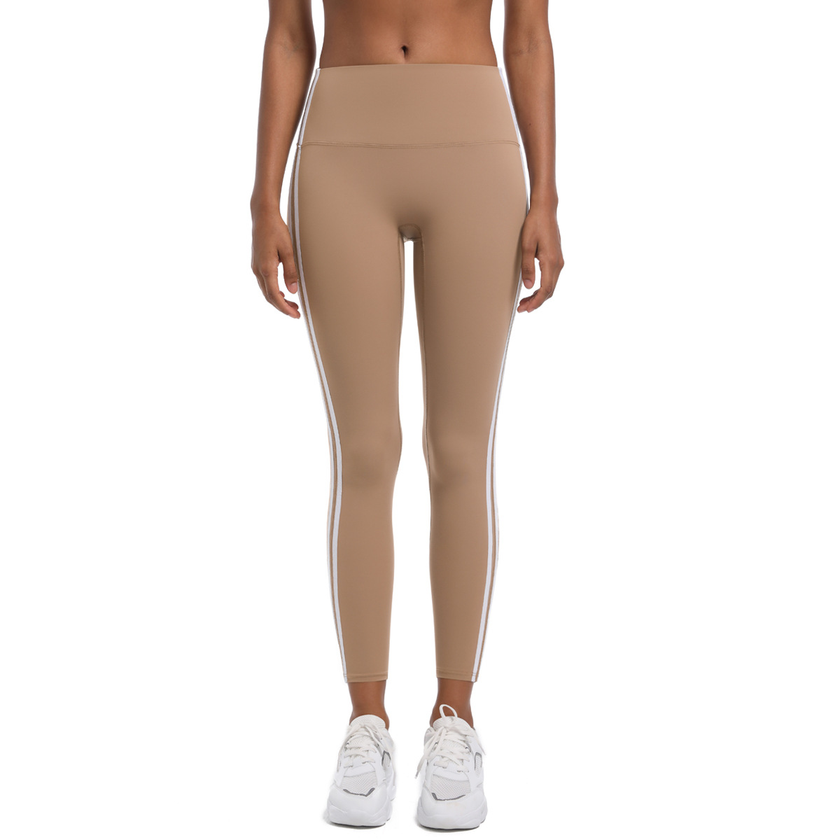 210g Weight Sleeveless Sleeve Length Nylon Fabric Type Short Top Length Leggings Pants Type Running, Sports Occasion Collarless Neckline Stripe Pattern Side Stripe Design Fitness, Sport Style Style Fitness Sport Style Stripe Nylon Collarless Side Stripe Active Bottoms Leggings 40