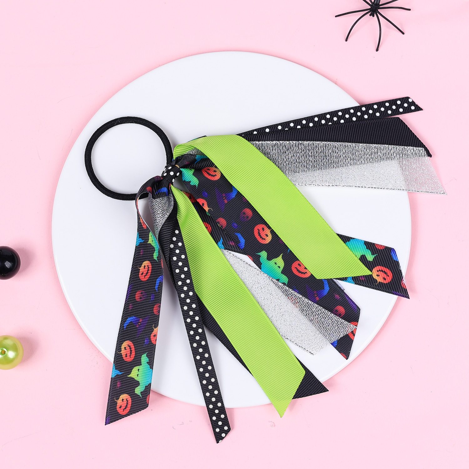 16g Weight Hair Tie Hair Accessories Type 5 Colors Can Be Mixed Quantity Party, Festival Occasion Threaded braid Material Halloween Festival Letter Pattern Kid'S Gender IG Style Style Halloween IG Style Kid'S Letter Threaded Braid Hair Tie 7