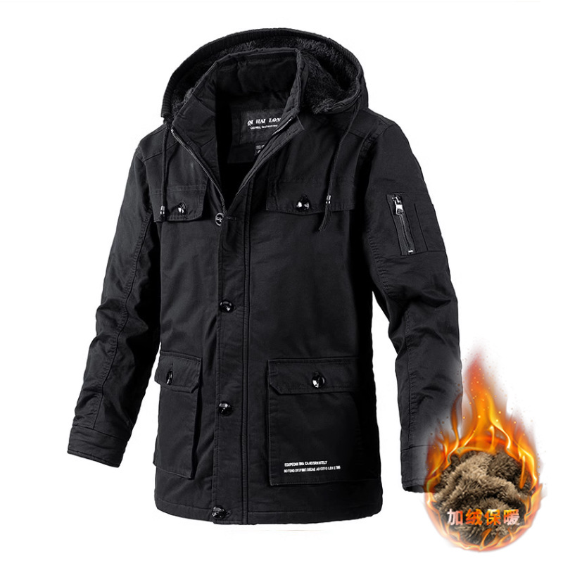 AliExpress transfronteriza abrigo de invierno de algodón acolchado abrigo de los hombres forrado de lana engrosada gordo de los hombres más el tamaño cálido Chaqueta de algodón acolchado de moda