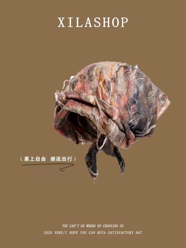 合集~美式废土风y2k辣妹方巾潮酷亚文化复古印花包头帽显脸小头巾|undefined