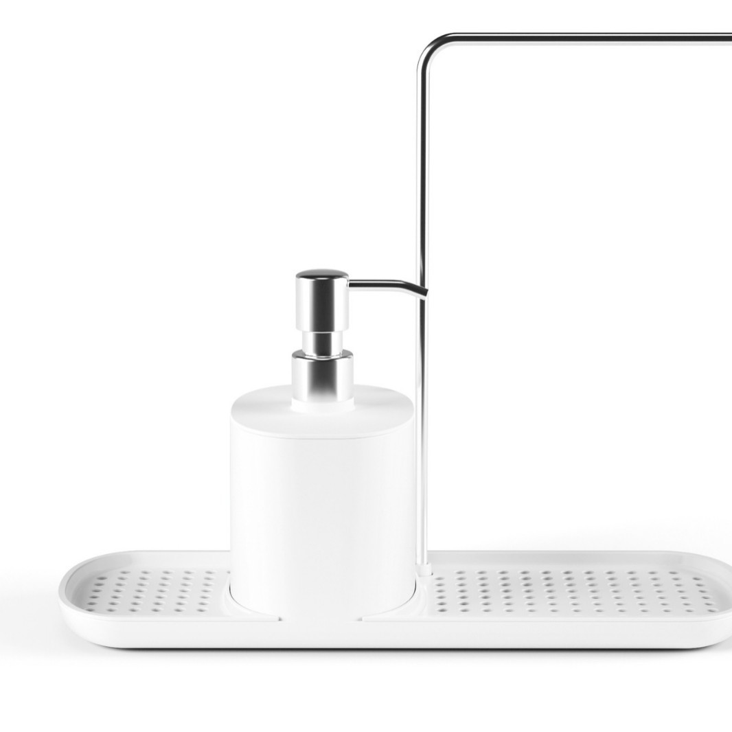 Dispensador de Jabón para Cocina con Soporte para Esponja Tipo Presión para Cocina
