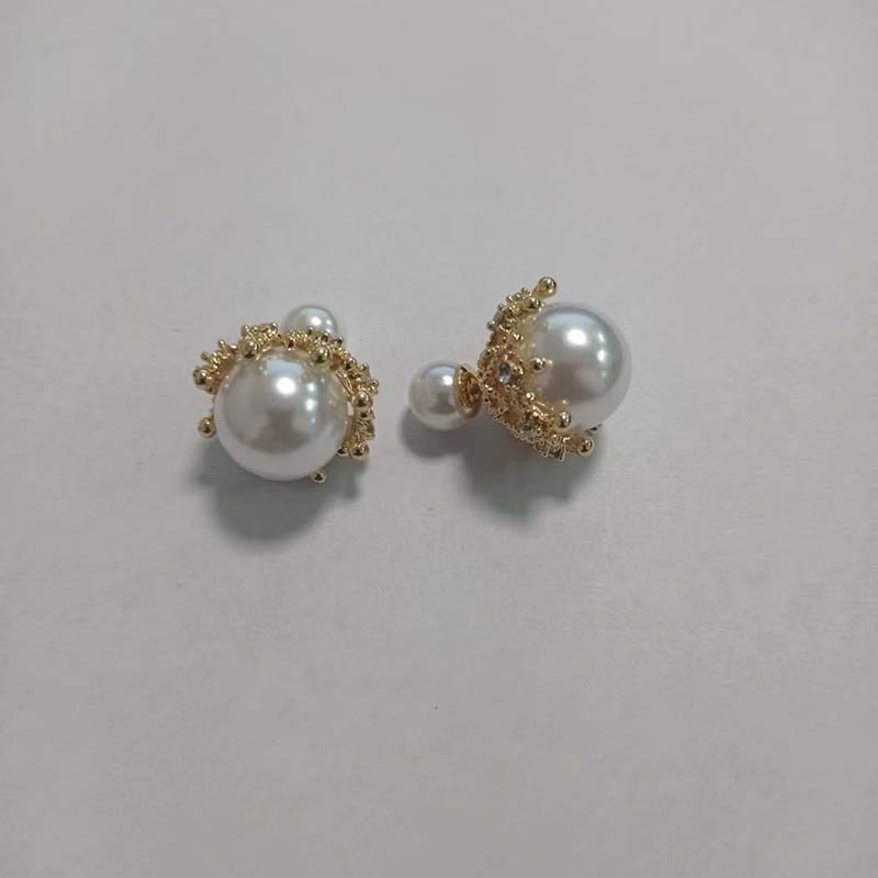 Aguja de plata diamante incrustado sirena perla pendientes de doble cara luz de moda pendientes de estilo de lujo elegante todo-fósforo shu pendientes al por mayor