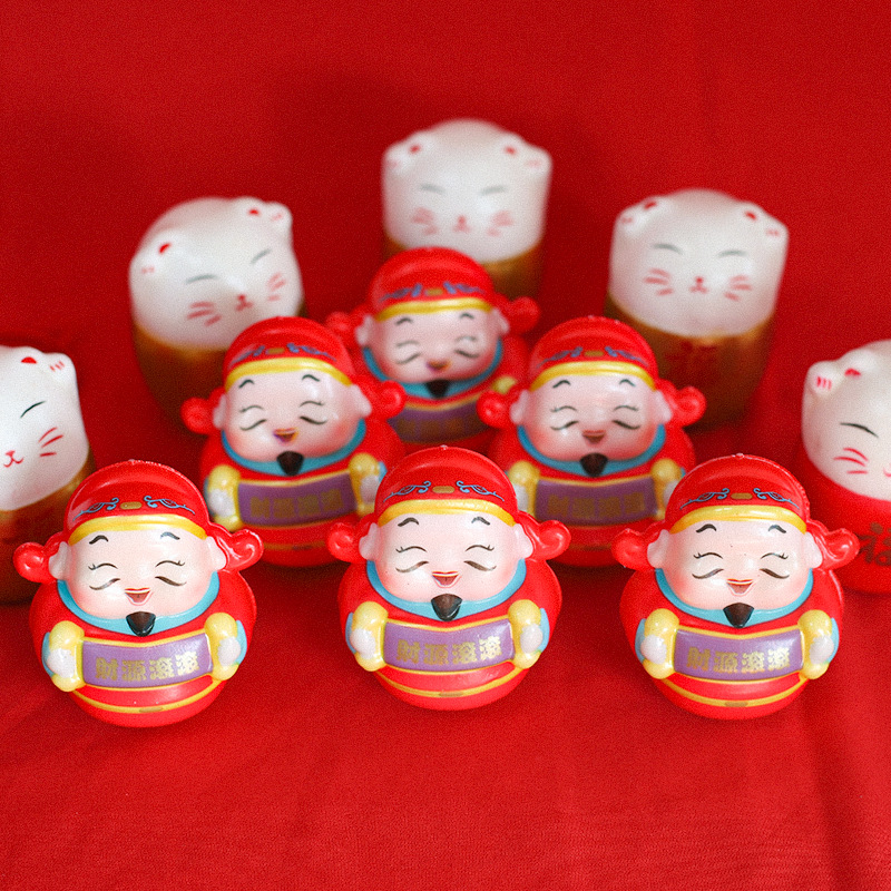 新年春节龙年财神小摆件福桶年宵花桶挂饰装饰招财猫喜庆用品批发