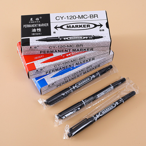 Small double-headed marker oil-based 120 black quick-drying marker large-capacity art painting hook pen wholesale