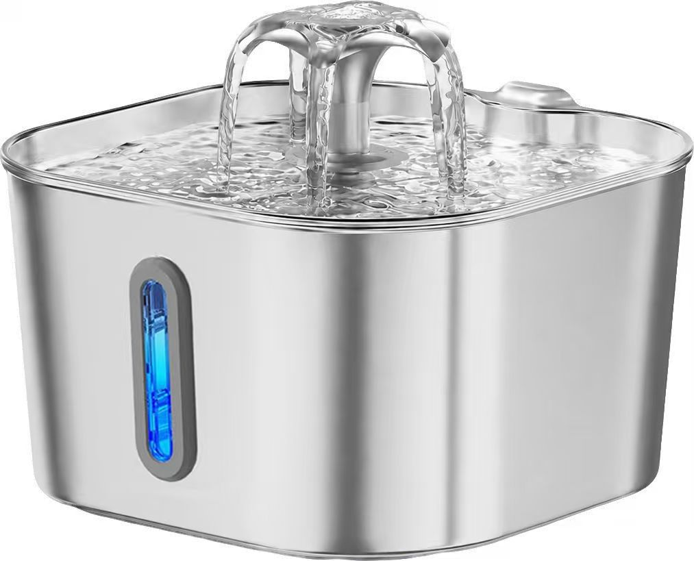 Fábrica de fuente 2.2L agua de acero inoxidable para mascotas filtración de circulación de carbón activado purificación de agua viva alimentador de agua para gatos y perros