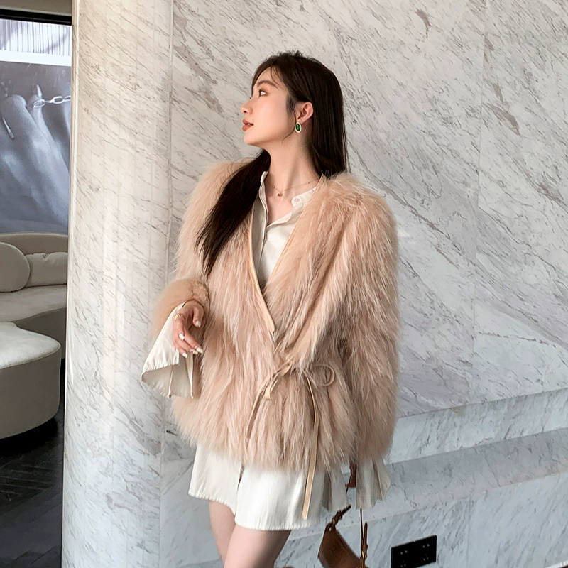 Короткое faux‑ fur пальто (Tuyan), плюш лисы, короткая длина, один размер
