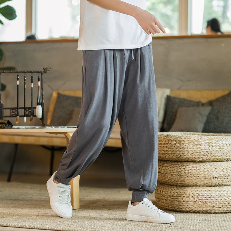 Nuevos pantalones de monje de algodón y lino, pantalones laicos sin leggings para hombres, pantalones de meditación de cierre sueltos de lino, ropa de monje delgada de verano para mujeres
