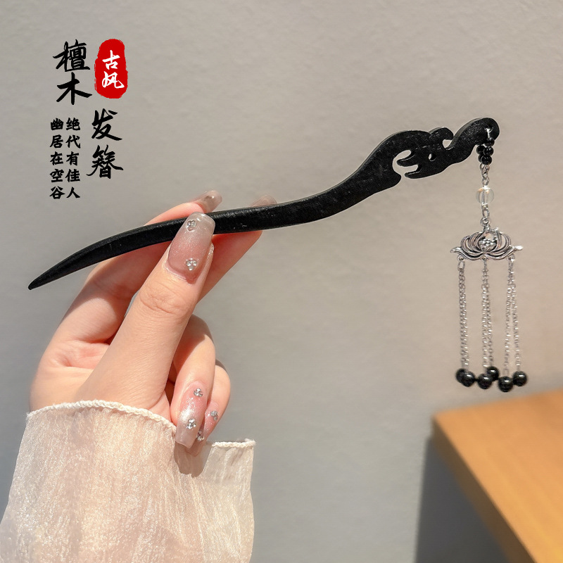 Pinzas de cabello de madera para mujeres nuevos pinzas de estilo chino de alto nivel diarios vestido de caballo de viaje antiguo sándalo bandeja de cabello pinzas de cabello tocado