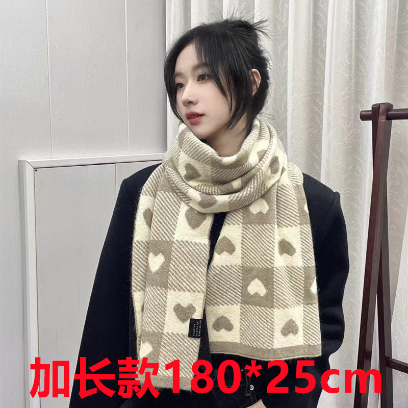 クロスボーダークリスマススカーフ女性用冬用高級アウトドアストリートレッド多用途ジャカードエルク暖かいニットスカーフ|undefined