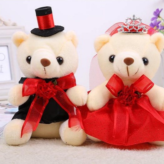 Fabricantes al por mayor 18cm corona boda coche oso diamante boda pareja oso boda suministros boda decoración del coche para llevar