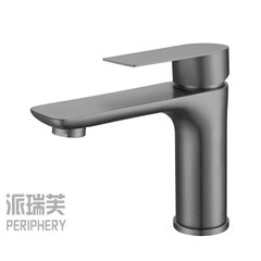 不锈钢面盆冷热水龙头浴室洗脸盆洗手盆洗脸池家用单孔枪灰黑色电
