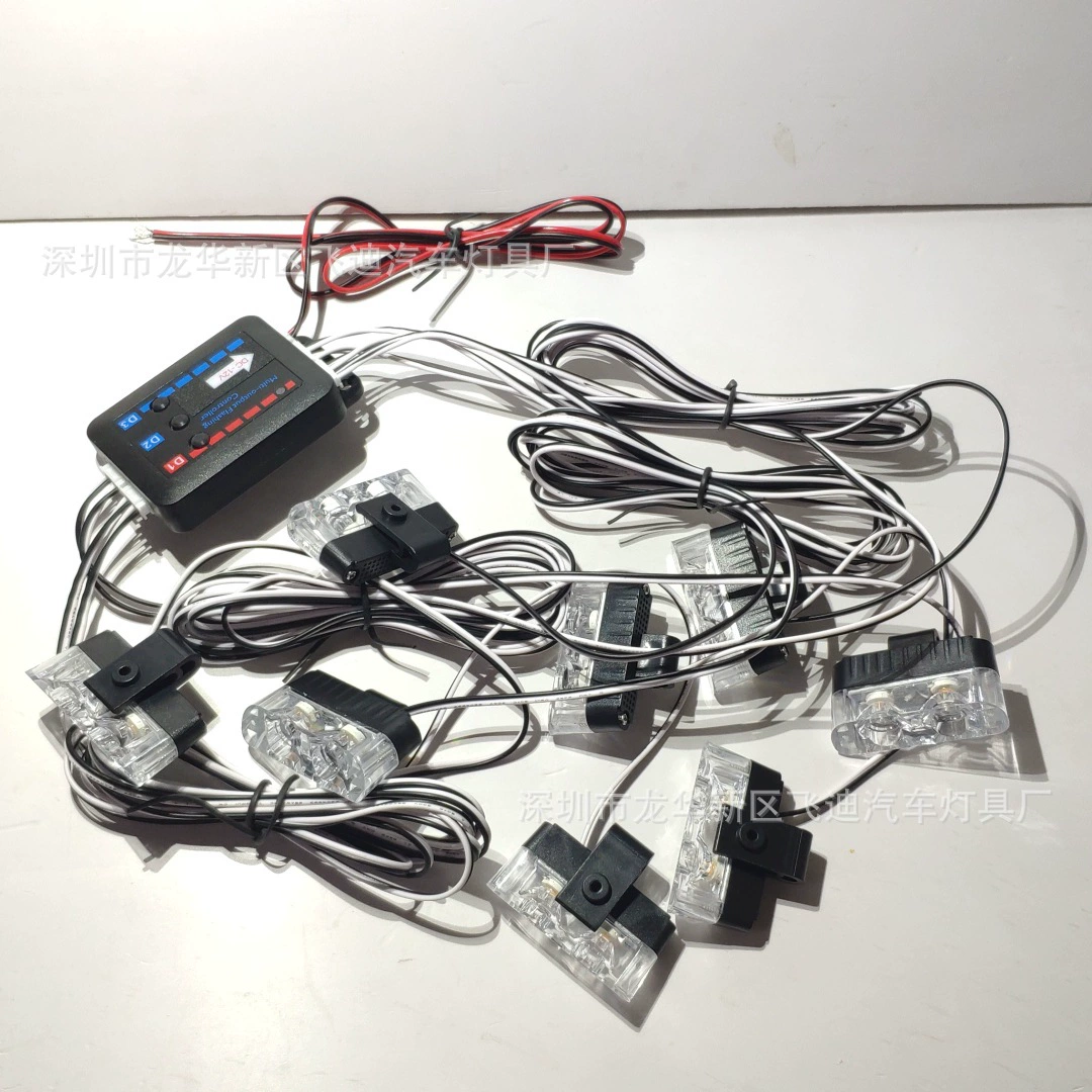 03040-8 ручное управление 8X2LED один-восемь 16W16LED средняя сетка вспышка лампа стробоскоп 12 В клип вспышка лампа