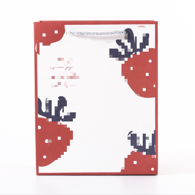 큰 딸기 748-1 핸드백, 고품질 흰색 판지, 14x7x15