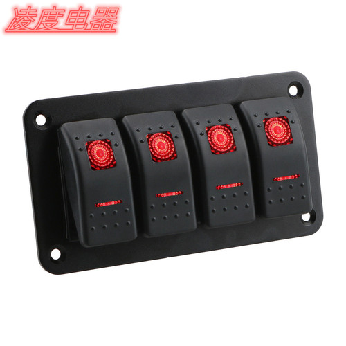 4-way Car Switch Panel for Marine Cars Campers LED Light Boom Car Switch