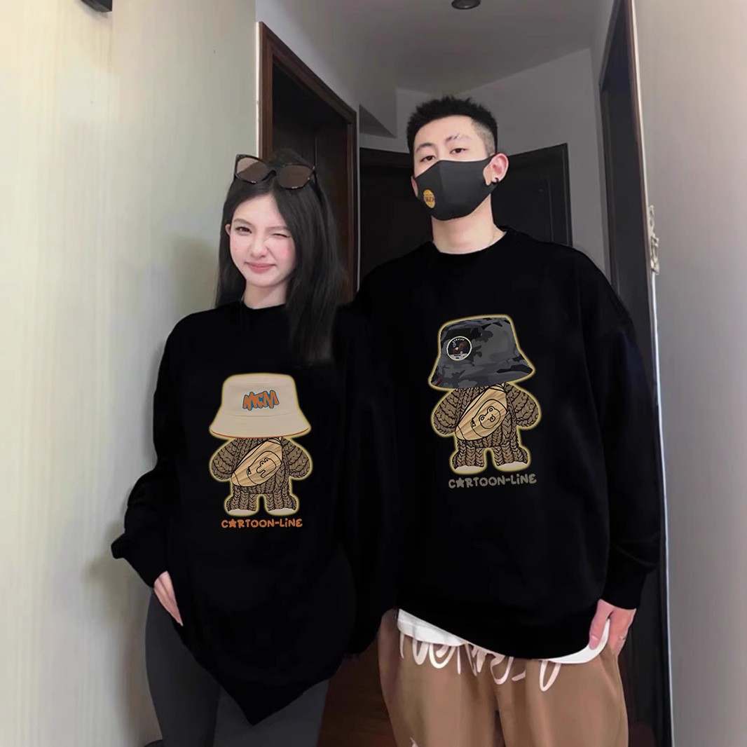 하이 엔드 남성과 여성의 긴팔 INS 스타일 탑 스페셜 커플 의류 가을과 겨울 기모 라운드 넥 스웨트 패션 브랜드 클래스 의류