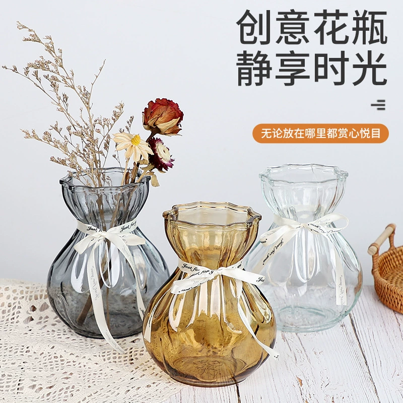 Скандинавская креативная пасторальная стеклянная ваза Гидропонная зеленая Роза Лилия Вертикальная оправа Стеклянная ваза Бытовые цветочные украшения